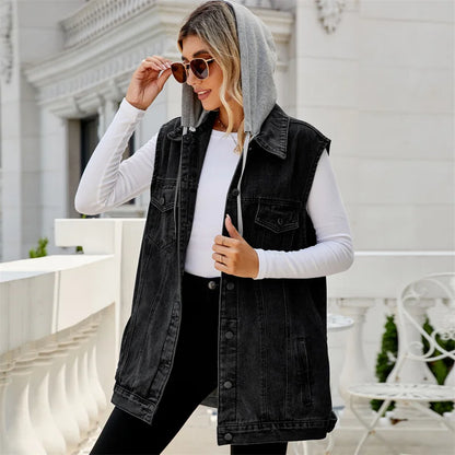 Manon Hooded Denim Vest